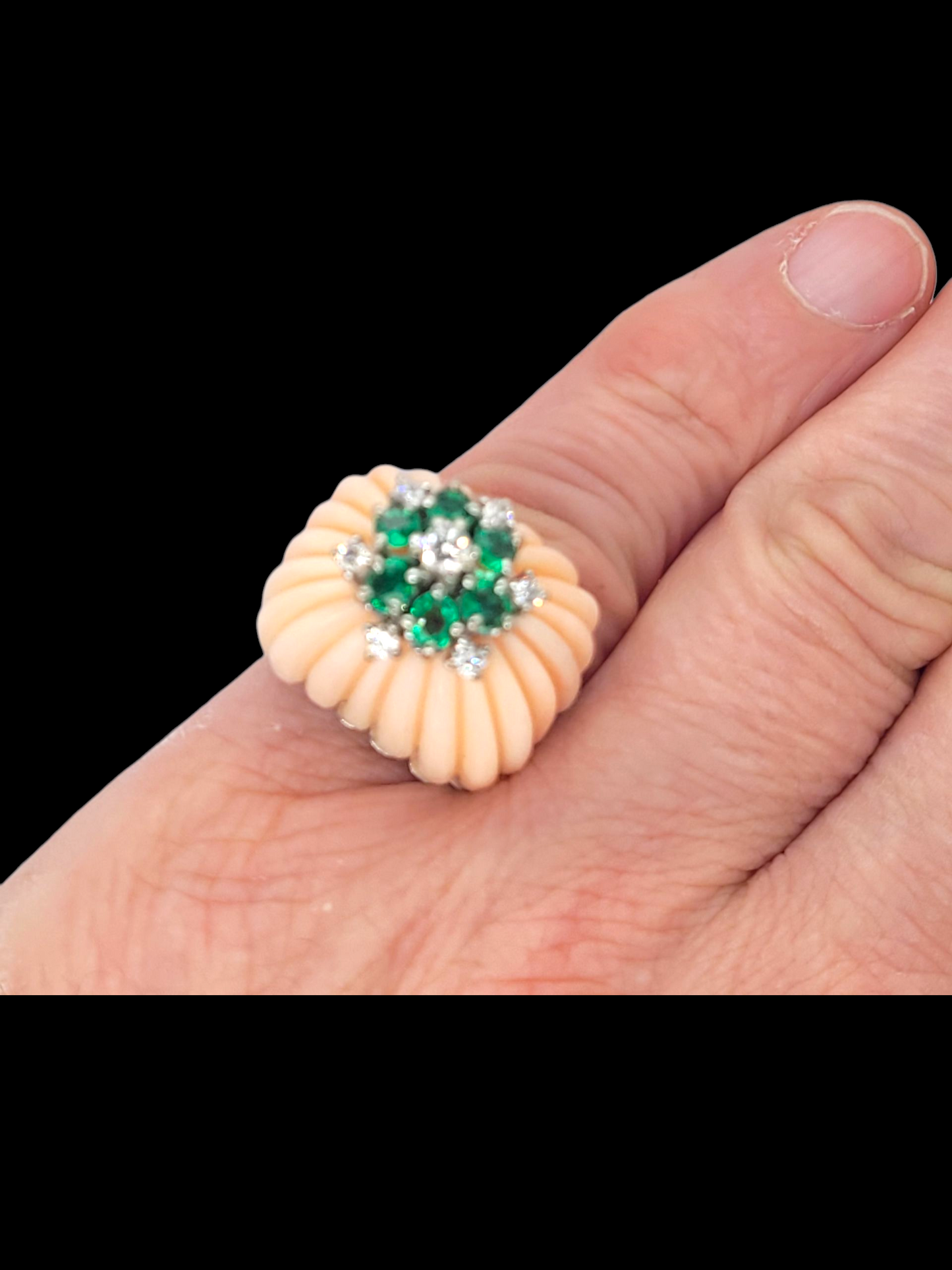 1960's angels kindly coral and emerald ring
SKU: 8263