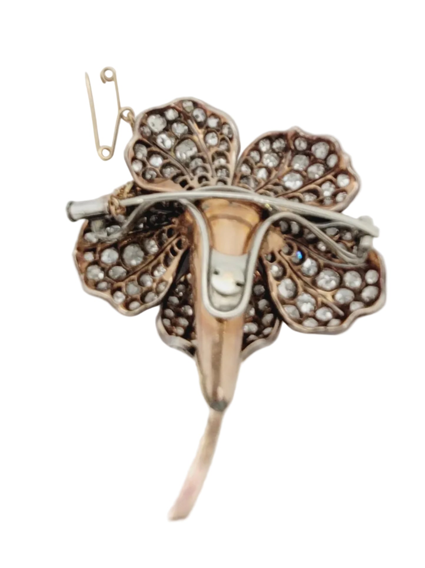 Old mine cut diamond flower spray brooch sku 9061