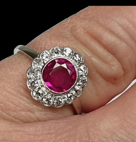 Burmese Ruby and Diamond Cluster Ring
SKU: 3775