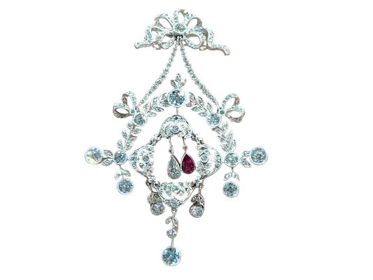 Belle epoque ruby and diamond pendant/brooch
SKU: 8353