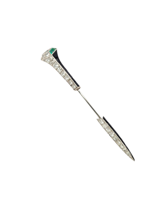 Art deco onyx, emerald and diamond jabot pin
SKU: 8355
