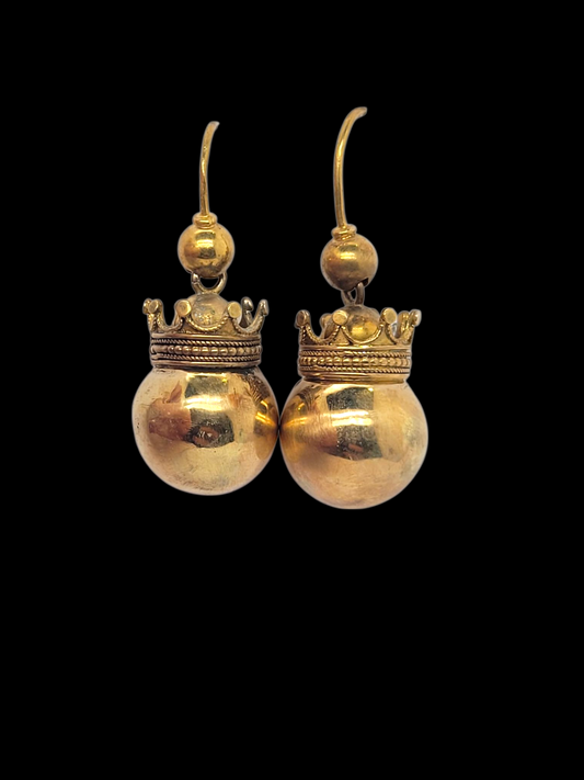 Antique gold coronet and orb drop earrings
SKU: 8360