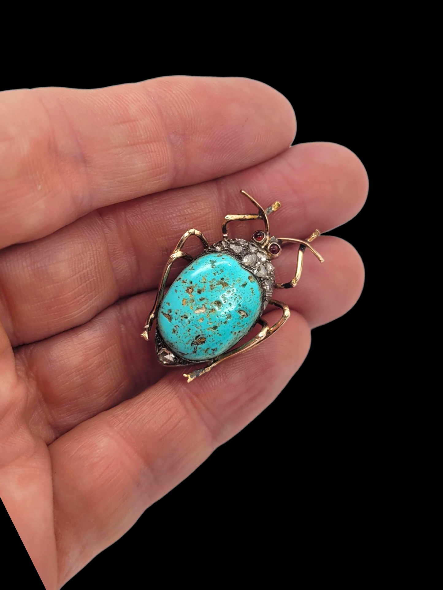 Antique turquoise and diamond ugly bug
SKU: 8361