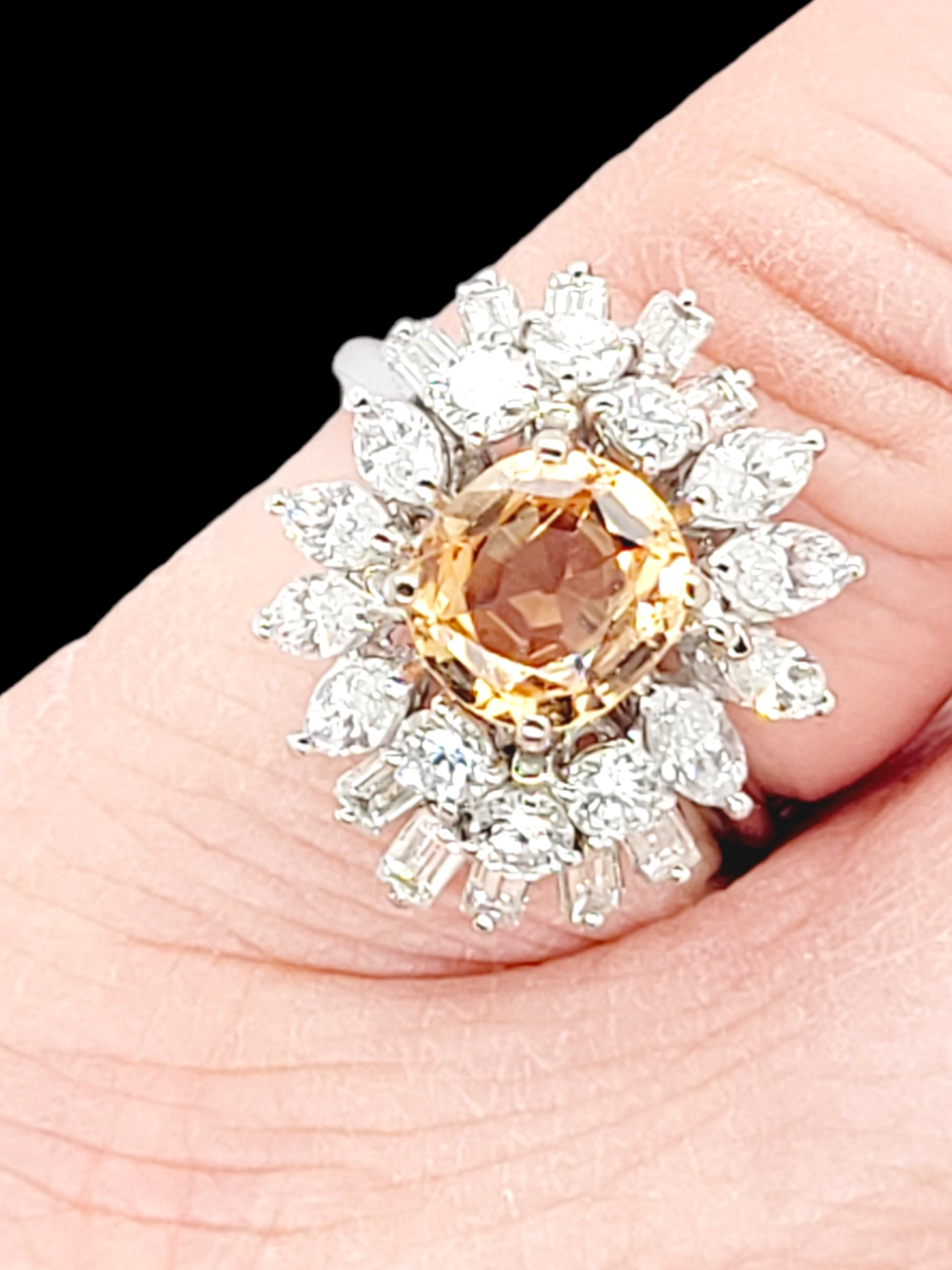 Stylish diamond baguette diamond and topaz cocktail ring

SKU: 6432