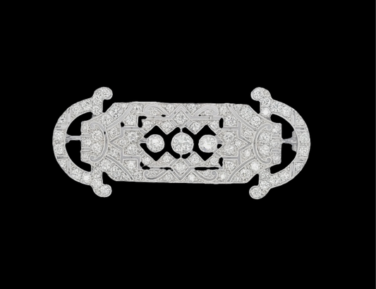 Fine Antique art deco old cut diamond brooch sku 8464