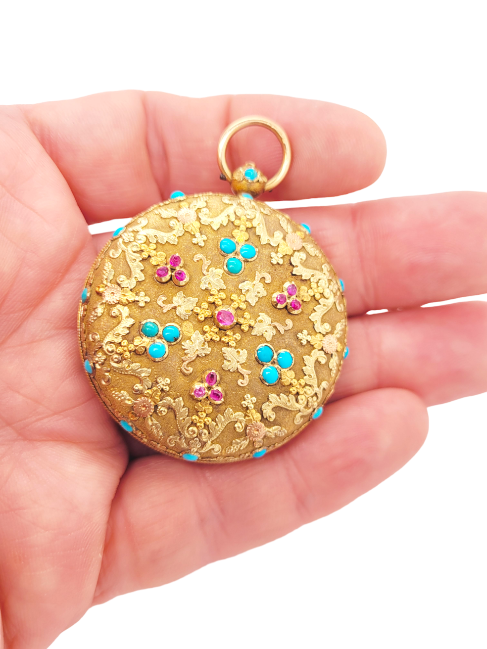 Regency three colour gold ruby and turquoise watch

SKU: 6654