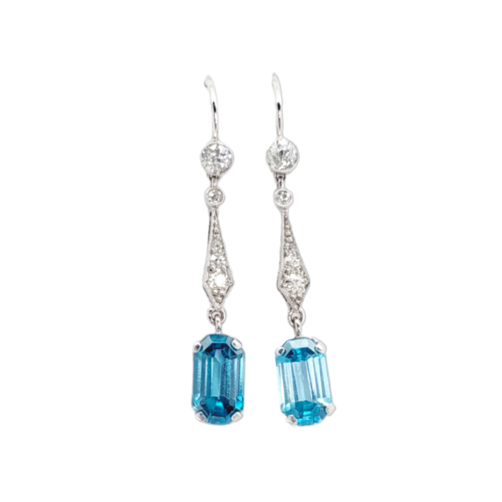 Art deco diamond and blue zircon drop earrings
SKU: 6880