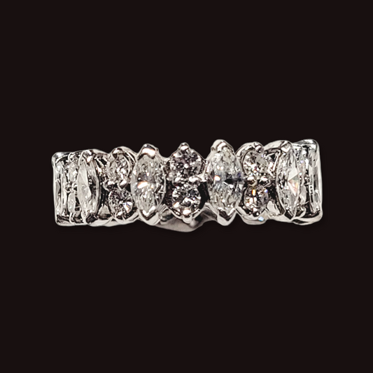 Vintage marquise diamond and diamond eternity ring Sku 5722