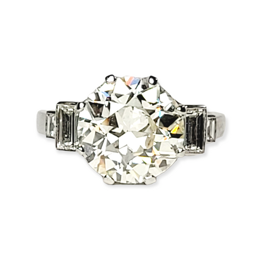 4.75ct art deco old European cut diamond ring