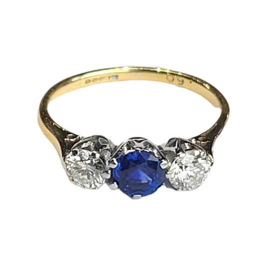 Antique sapphire and diamond engagement ring
