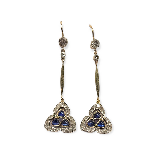 Edwardian sapphire and diamond drop earrings
