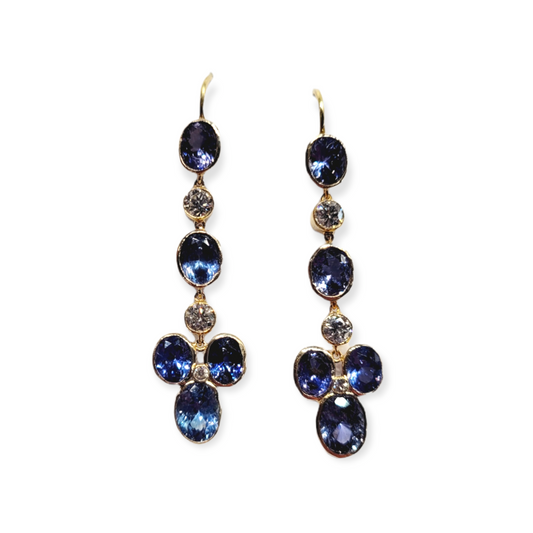 Cornflour blue sapphire and diamond earrings