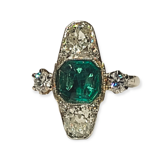 Emerald and diamond ring