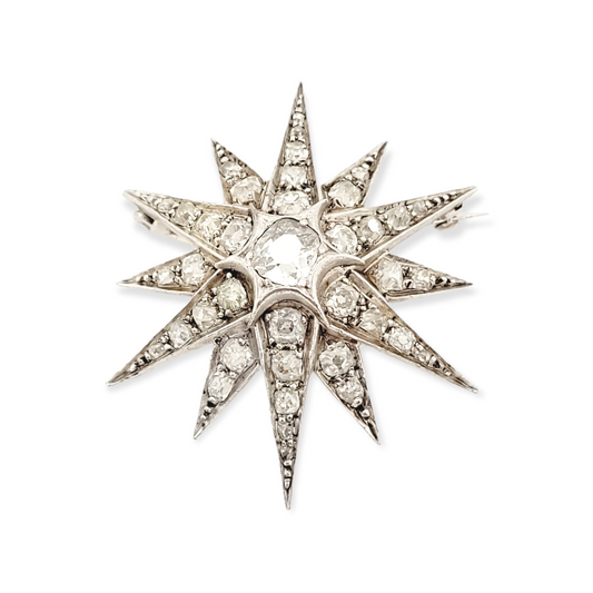 Antique diamond star brooch