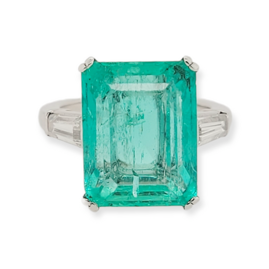 Emerald and diamond dress ring