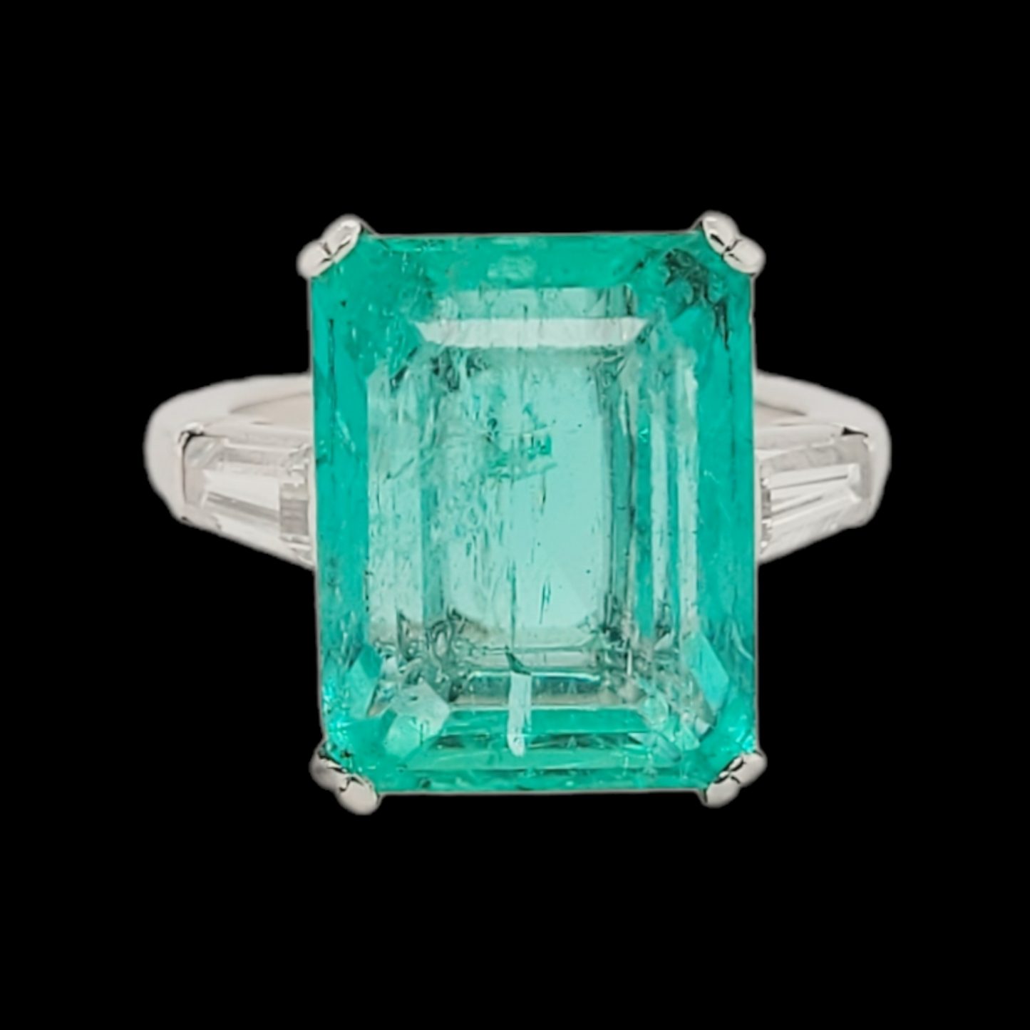 Emerald and diamond dress ring