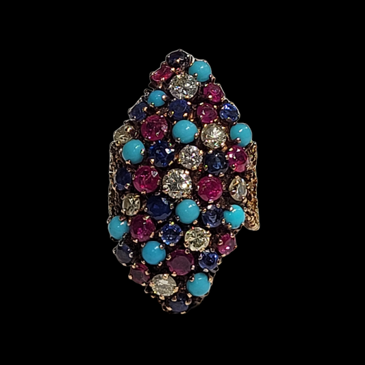 Unique gemset navette ring sku 5885