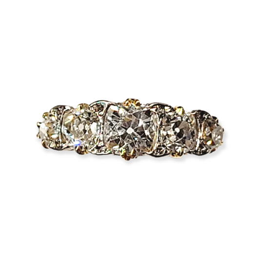 Five stone carved half hoop ring sku 5893