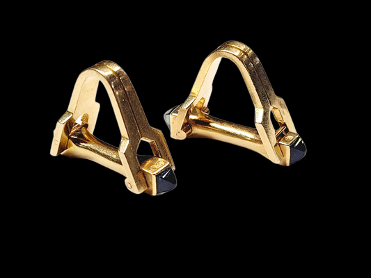 Vintage Boucheron sapphire stirrup gold cufflinks sku 5911