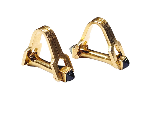 Vintage Boucheron sapphire stirrup gold cufflinks