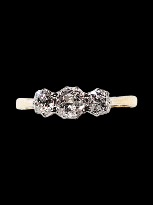 Antique trilogy diamond engagement ring