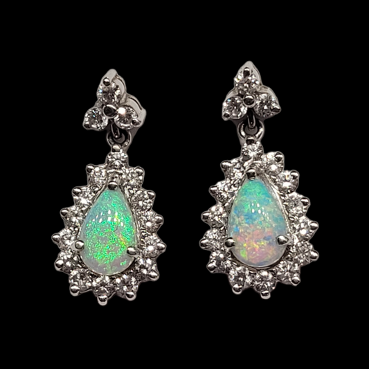 Opal and diamond drop earrings sku 5926