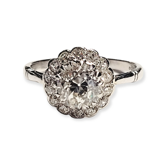 Antique diamond cluster engagement ring Sku 5932
