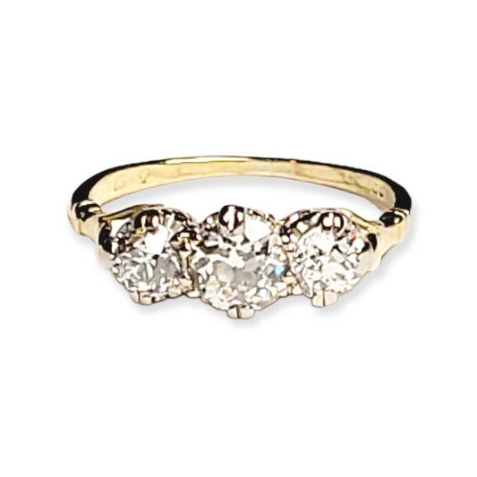 *Antique three stone diamond engagement ring