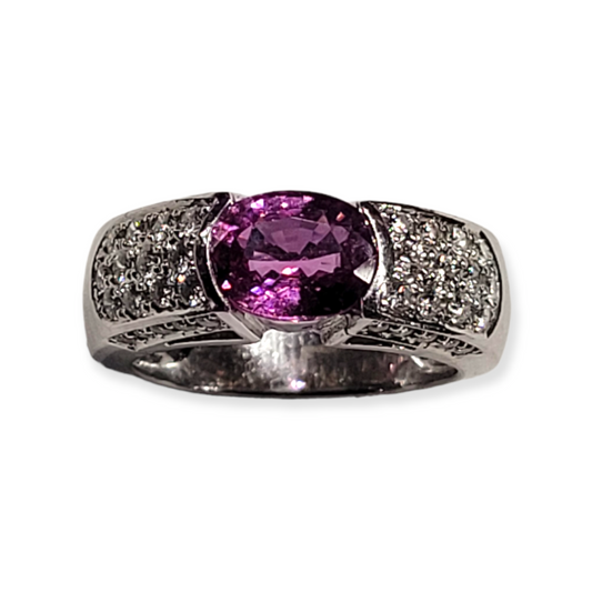Modern Pink sapphire and diamond dress ring sku 5955