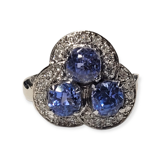 Cornflour sapphire and diamond art deco dress ring sku 5962