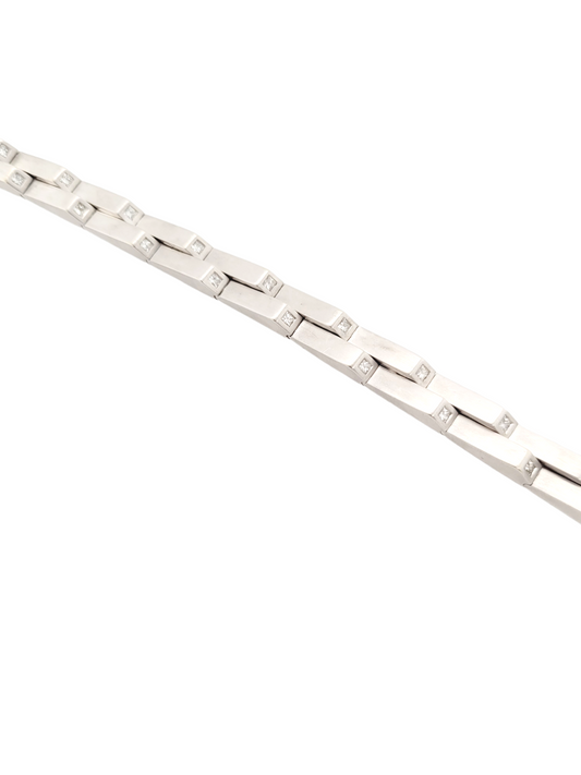 Cool Diamond brushed 18ct white gold tank bracelet