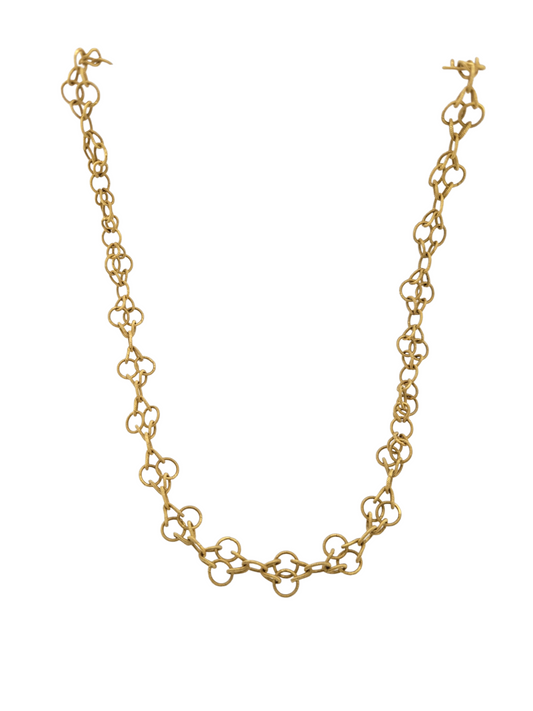 Stylish 18ct gold long twisted wire necklace