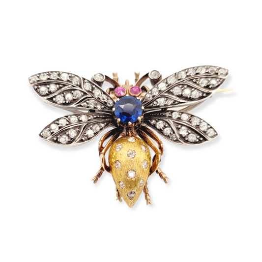 Antique sapphire and diamond bee brooch