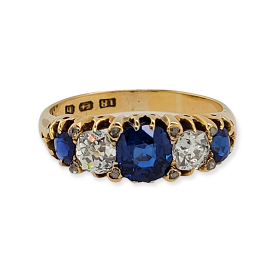 Sapphire and diamond 19th century ring