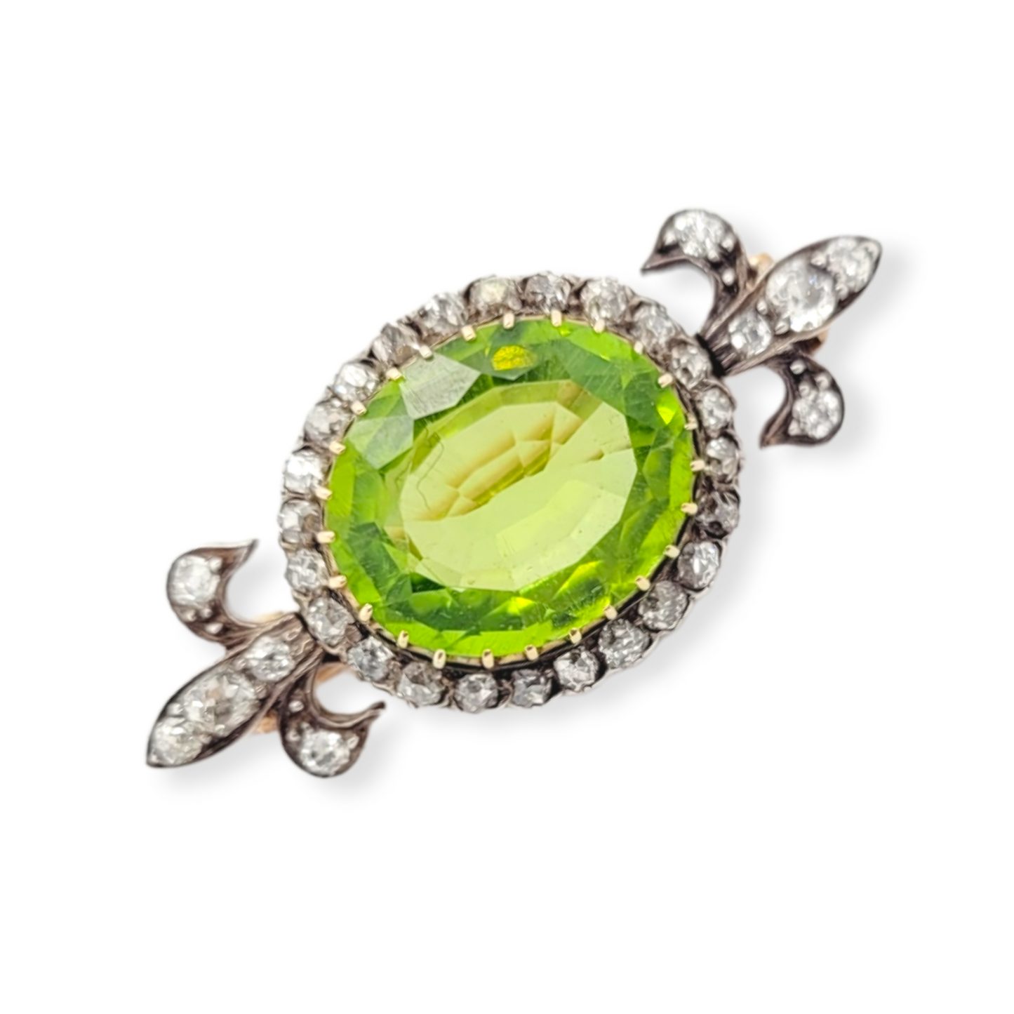 Peridot and diamond brooch