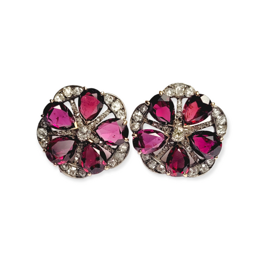 Antique garnet and diamond earrings