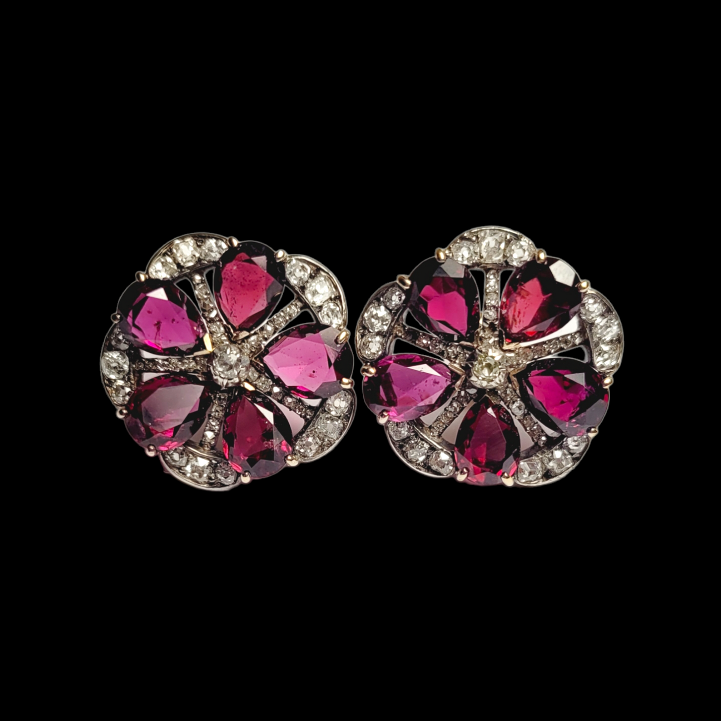 Antique garnet and diamond earrings