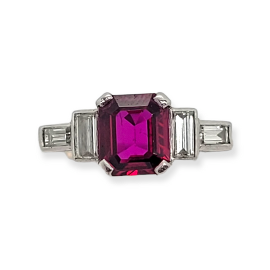 Art deco Ruby and diamond ring sku 6055