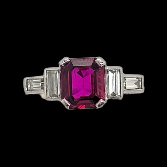 Art deco Ruby and diamond ring sku 6055