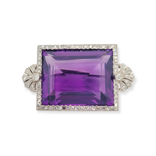 Fine amethyst and diamond belle epoque brooch