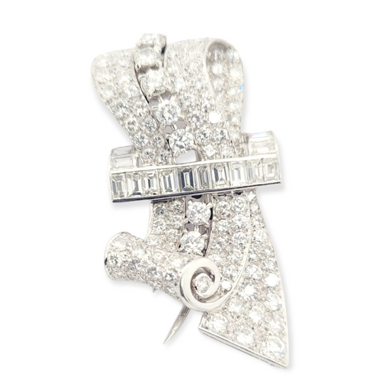 Stylish art deco diamond brooch