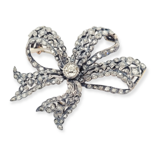 Antique diamond bow brooch