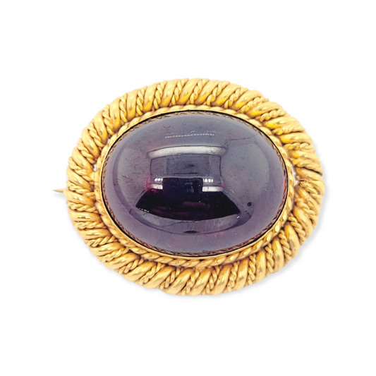 Antique Cabochon garnet brooch