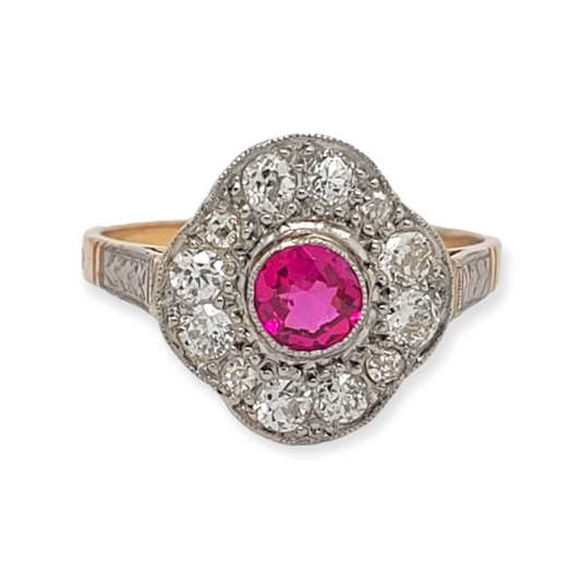 Antique Ruby and diamond quatrofoil ring