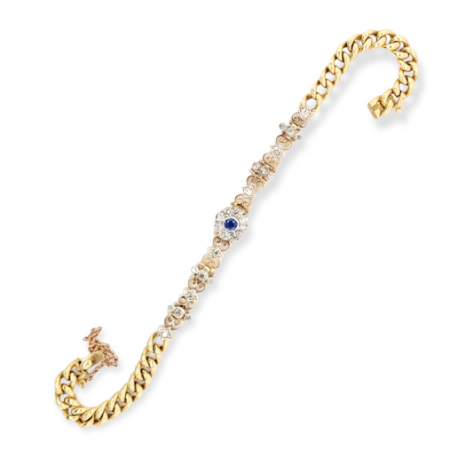 Antique sapphire and diamond gold bracelet
