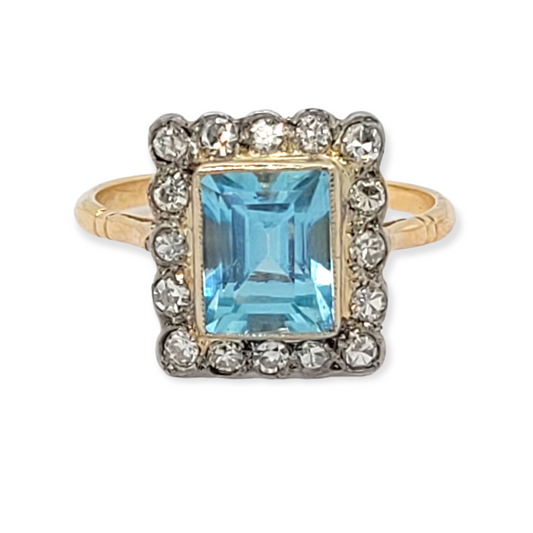 Edwardian aquamarine and diamond dress ring