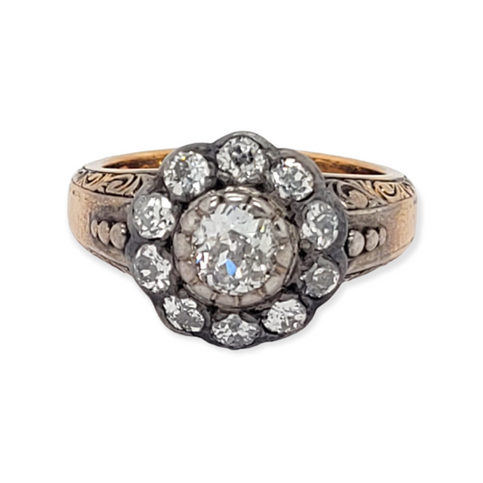 RARE antique diamond cluster ring Sku 6176