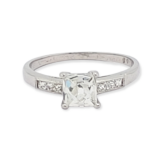 1.08ct French cut diamond engagement ring