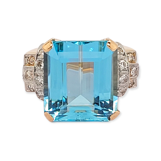 Fine Art deco aquamarine and diamond dress ring sku 6208