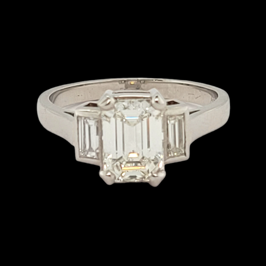 Art deco 1.51ct emerald cut diamond engagement ring SKU: 6228